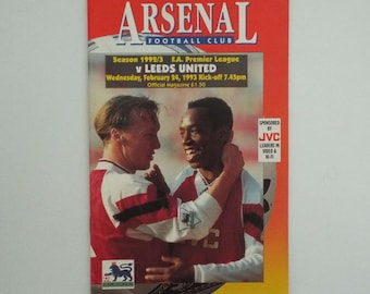 Vintage February 1993 Arsenal v Leeds United Football Programme Soccer Program Premier League Gunners The Whites The Peacocks