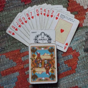 Carte da gioco antiche del 1910 The Ramses Fortune Telling, set completo di 52 carte più carta tema Chas. Mazzo di carte egizie Goodall & Sons