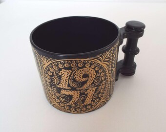 Vintage Portmeirion Tankard Mug 1971 Limited Edition 538/10000 Susan Williams Ellis Black & Gold Mug Cup Drinkware A Year To Remember