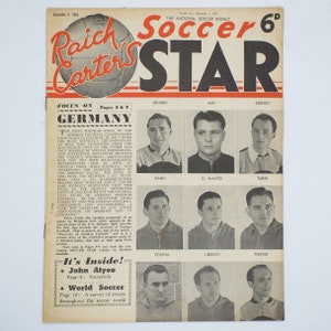 Vintage 4 dicembre 1954 Soccer Star Magazine di Raich Carter Rivista di calcio