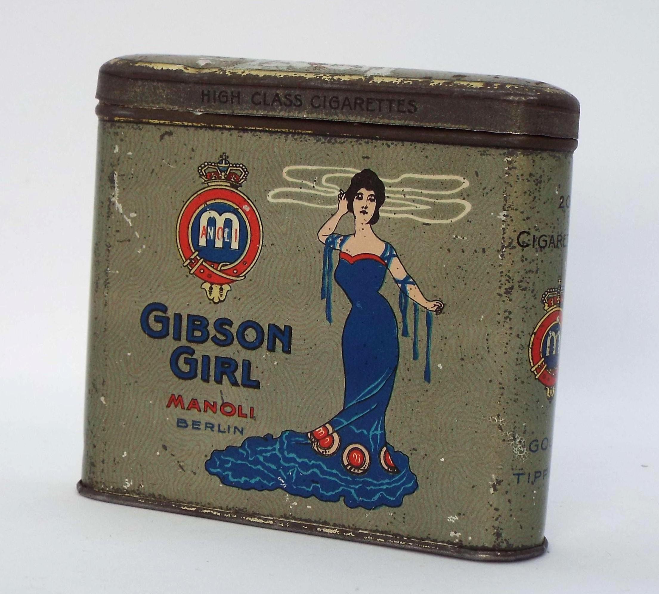 ladies tobacco tin Antique Gibson Girl Cigarette Tin, Charles Dana Gibson Art