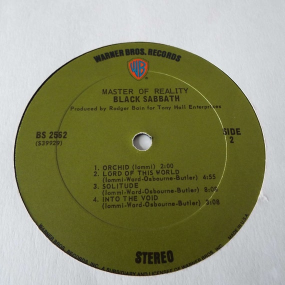 Vintage 1971 Black Sabbath Master of Vinyl Record US