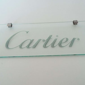 Vintage Cartier Shop Counter Display Sign Glass Advertising Sign Shop Fittings Collectables Film Movie Prop Luxury Brand