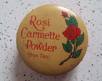 Rare Vintage 1940&#39;s 1950&#39;s Rosi Carmette Powder Tin Perfecta Toilet Company Melbourne Face Powder Box Unused Make-up Beauty Glamour