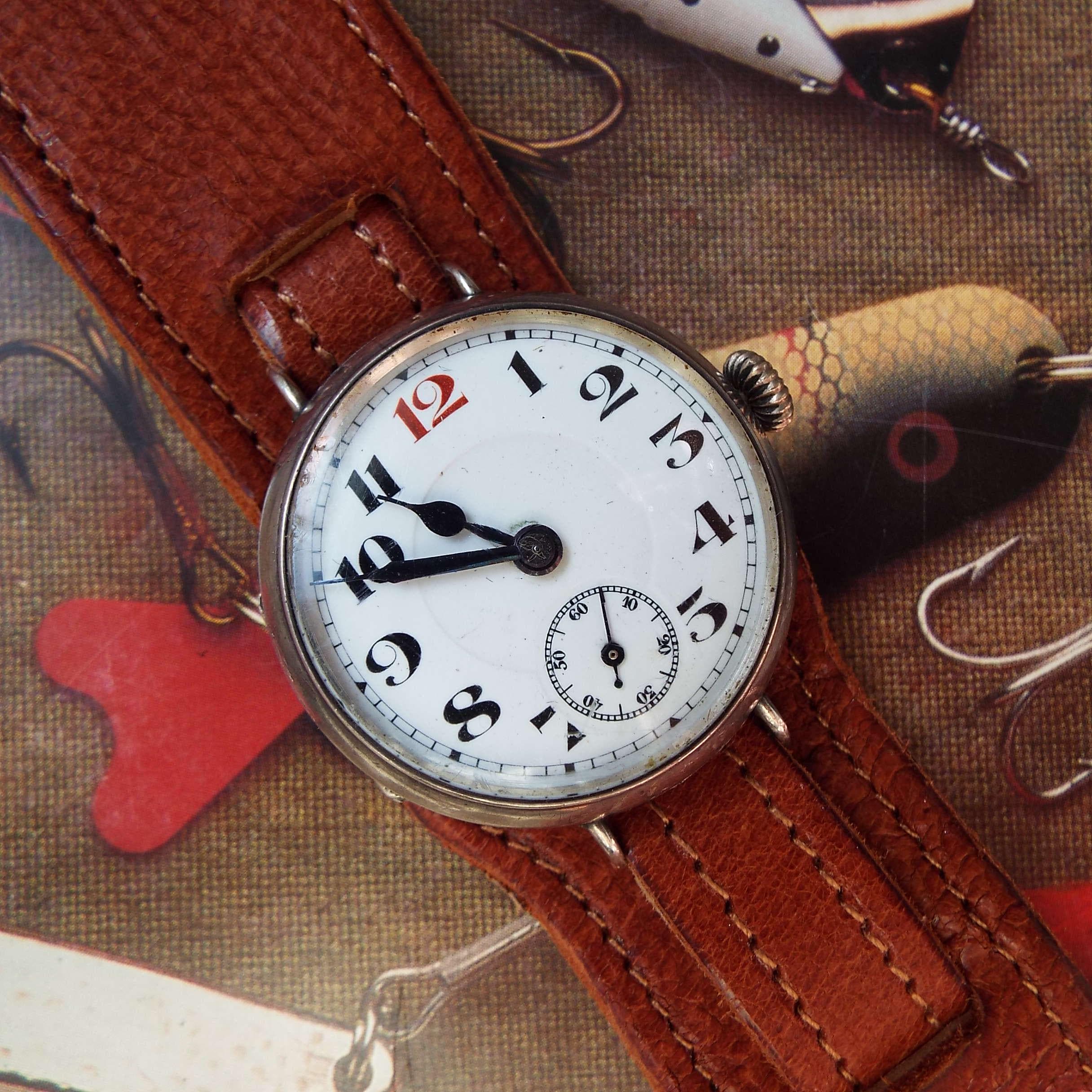 Antique WW1 Sterling Silver Trench Watch Circa 1916 With Wire Lugs