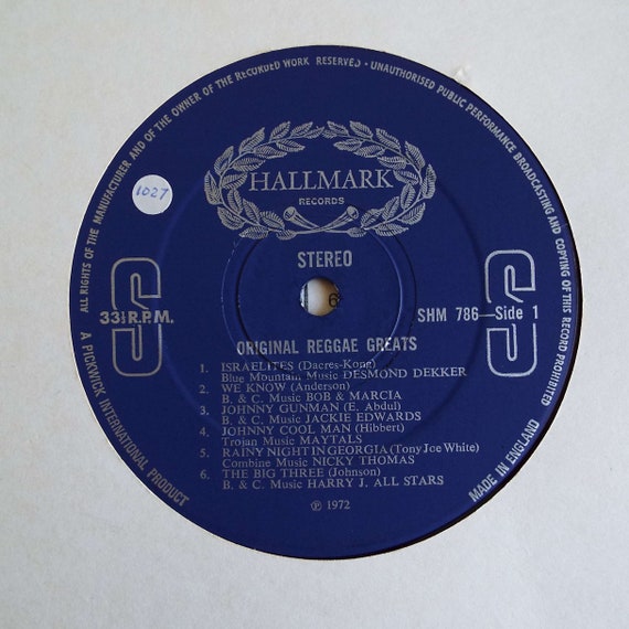 Original Reggae Greats LP Vintage Vinyl Record UK Pressing Ska