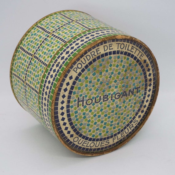 Vintage Houbigant Quelques Fleurs Powder Box, Mosaic Design