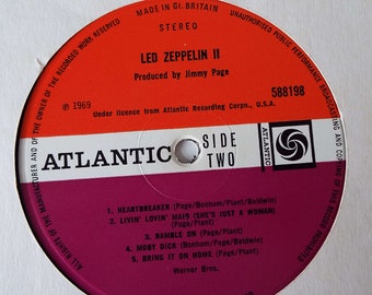Led Zeppelin II Vinyl Record LP Album UK Pressing Red/maroon