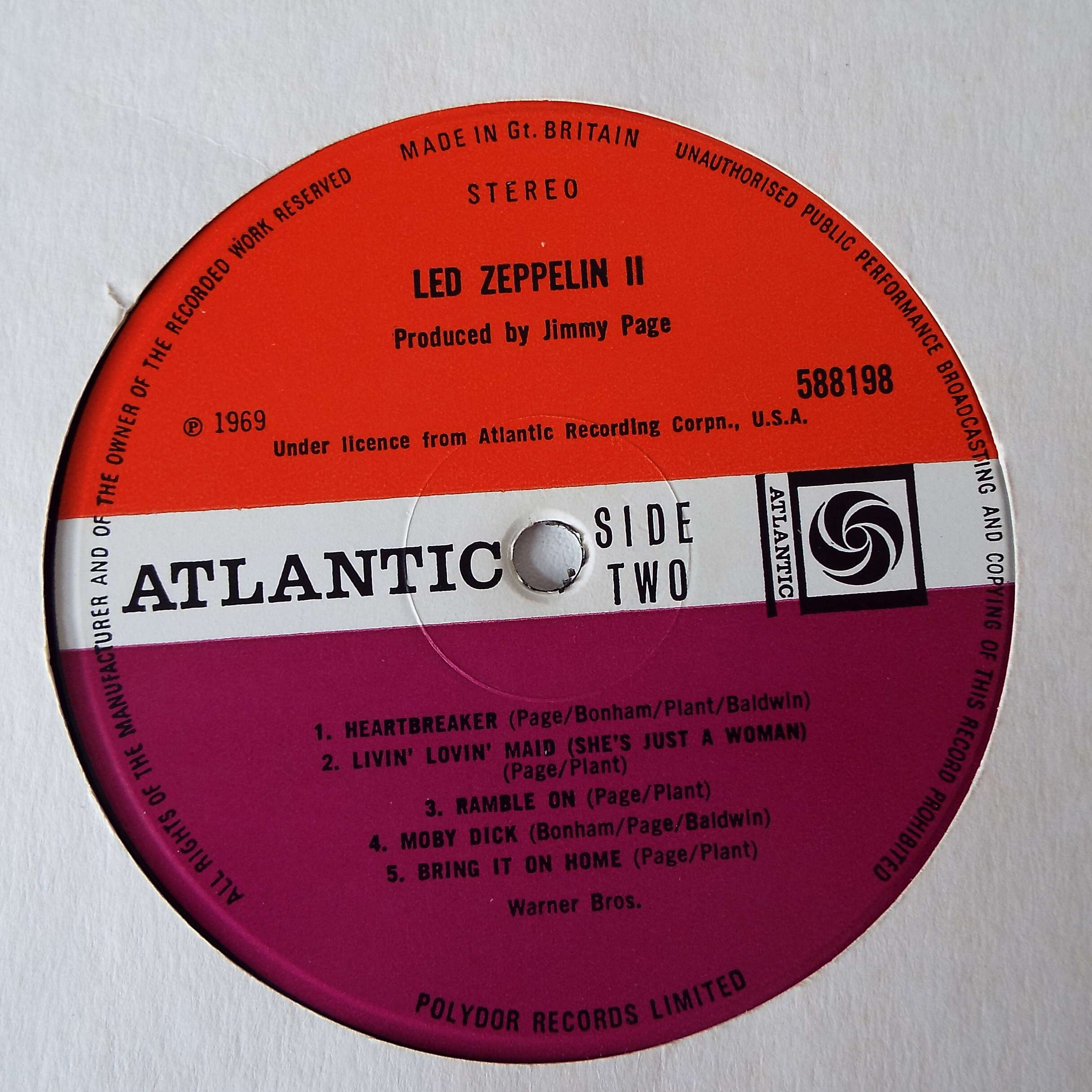 Led Zeppelin II UK 1st Press Atlantic Red/Maroon 588198 A/6