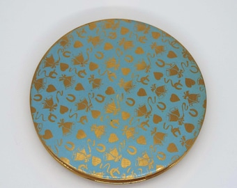 Vintage 1950's Powder Compact Wedding Bells Horseshoe Love Hearts Bride Bridesmaids