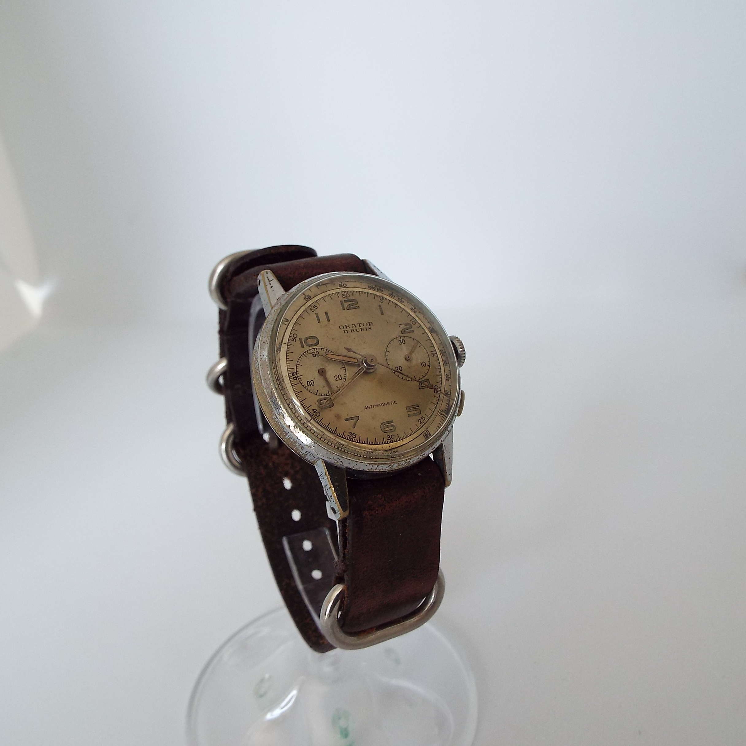 Vintage Orator Chronograph Watch Antimagnetic 17 Jewels Swiss Made