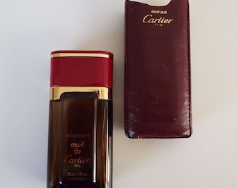 Vintage Cartier Must de Cartier Eau De Toilette 30 ml Splash In Leather Pouch Travel Edition Scent Bottle