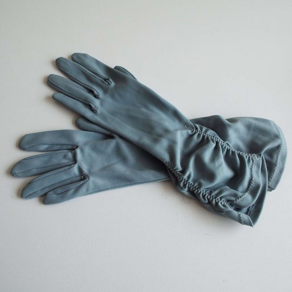 blue evening gloves