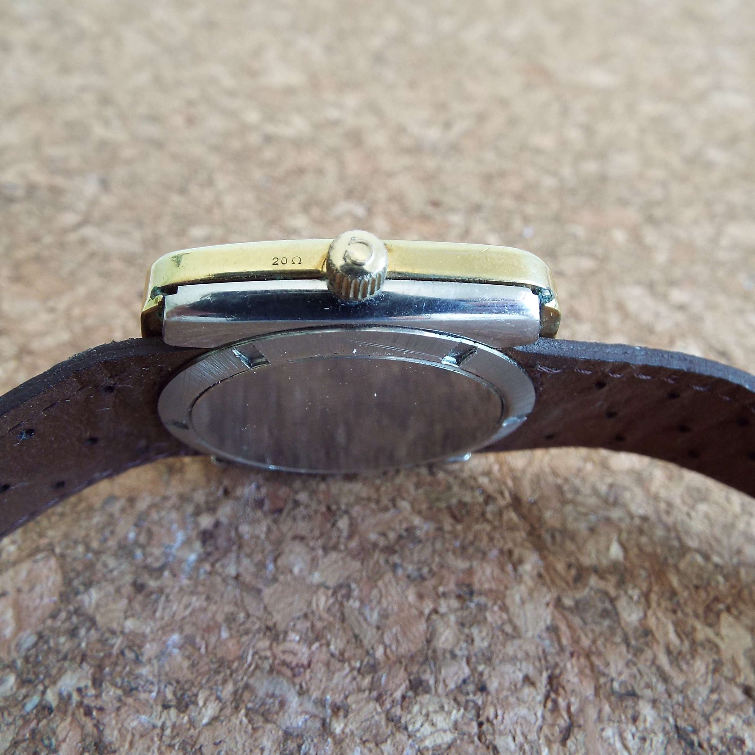 1970s Omega Geneve Dynamic TV Dial Watch, Gold Capped Vintage 