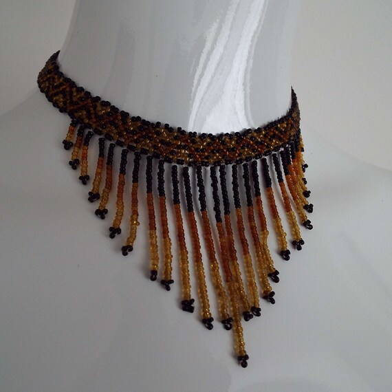 Vintage 1970's Glass Bead Choker Beaded 