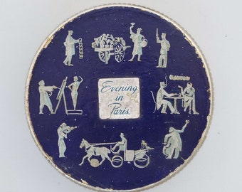 vintage Bourjois Soirée à Paris Powder Box Face Powder Vanity Storage 1940's 1950's Face Dusting Powder