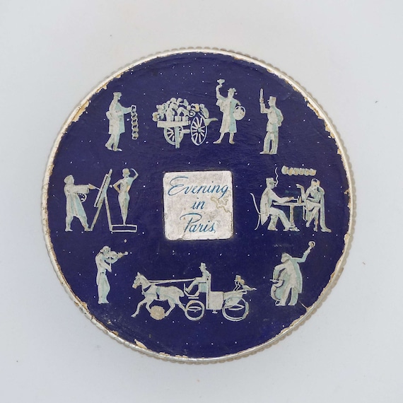 アンティーク  パウダーボックス　BOURJOIS Vintage Soir De Paris Bourjois Powder Container: Blue
