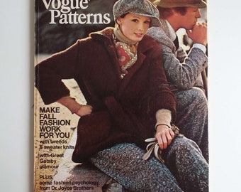 Vintage Vogue Patterns Book August September 1973 Magazine Dressmaking Haberdashery Craft Sewing Fashion Ricci Dior