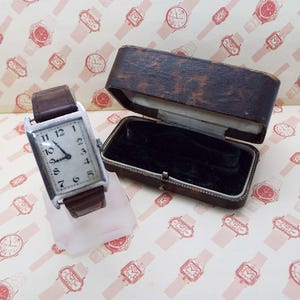 Vintage Art Deco 1920's 925 Silver Case Tank Watch In Original Box Wristwatch Manual Wind Art Deco Watch Working