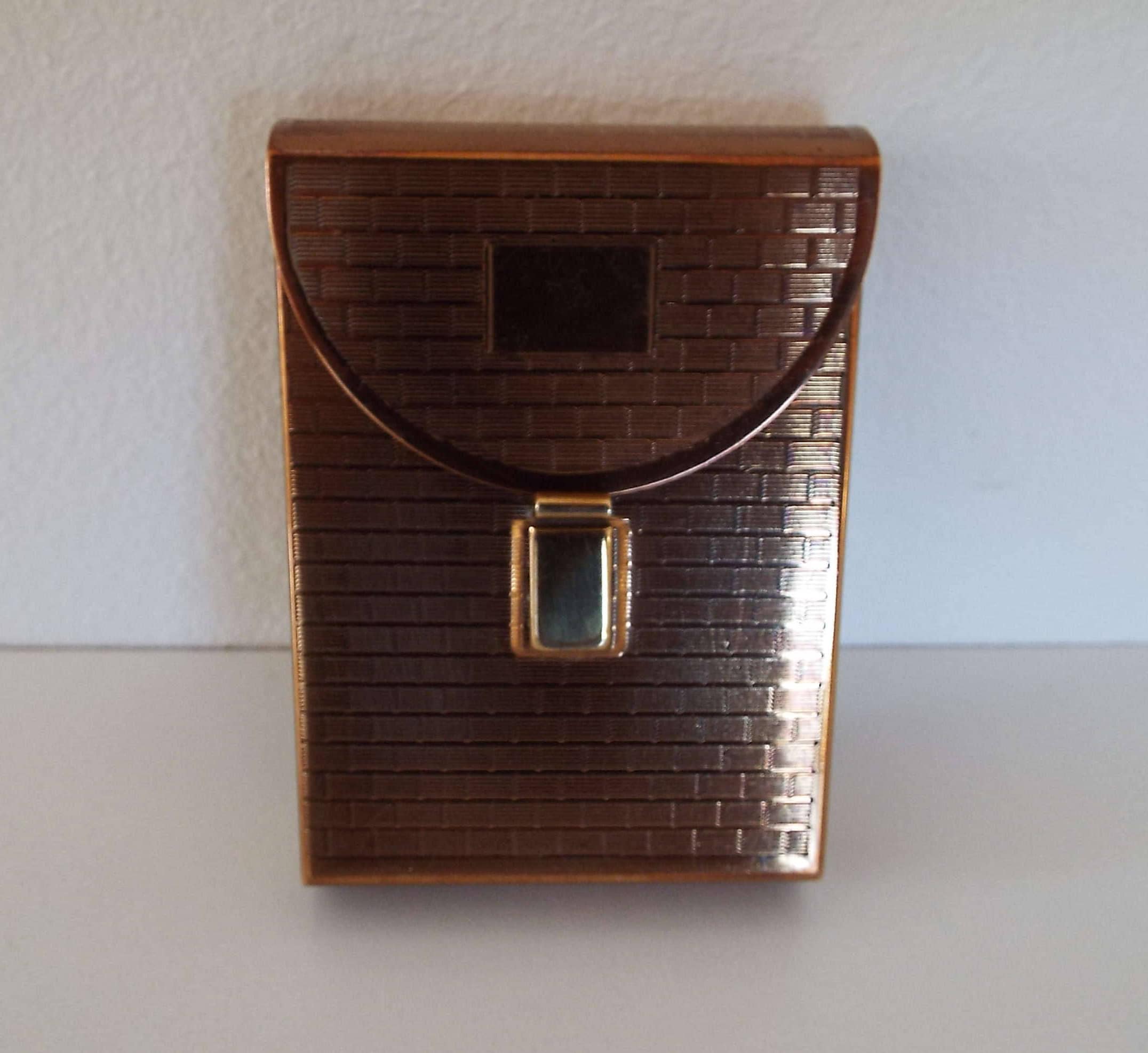 mascot cigarette case Vintage 1940's 1950's Mascot ASB Powder Compact & Cigarette Case  Combination Swing War Time Rockabilly Business Card Holder