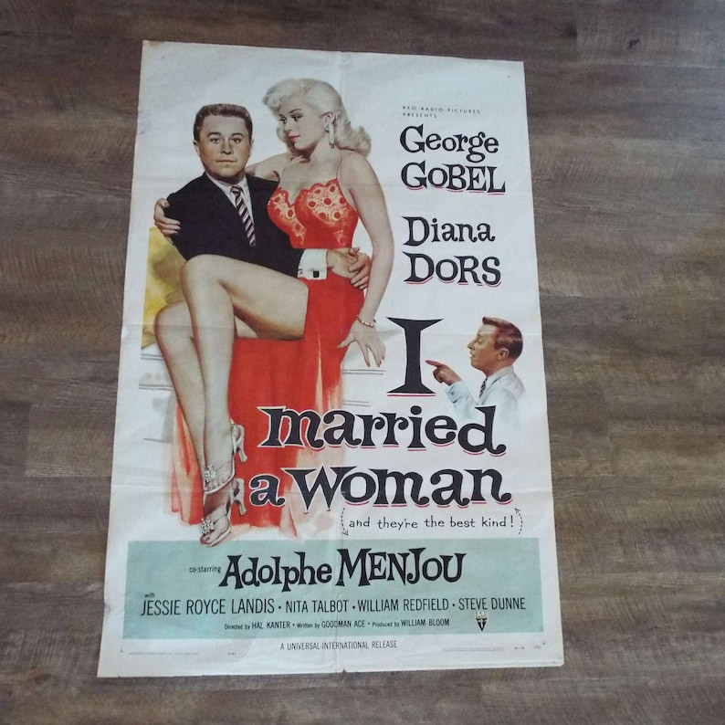 Original 1958 I Married A Woman Film Movie Poster Diana Dors US One Sheet RKO