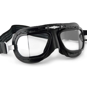 Compact Mark 9 Classic Premium Black Leather Racing Goggles