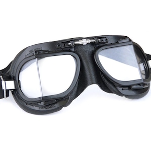 Halcyon Mark 49 Classic Goggles, Black Leather Facemask, Hand