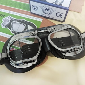 Halcyon Mark 49 Classic Goggles, Black Leather Facemask