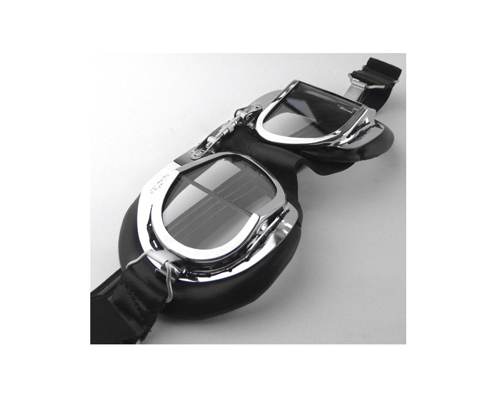 Halcyon Mark 49 Classic Goggles, Black Leather Facemask, Hand