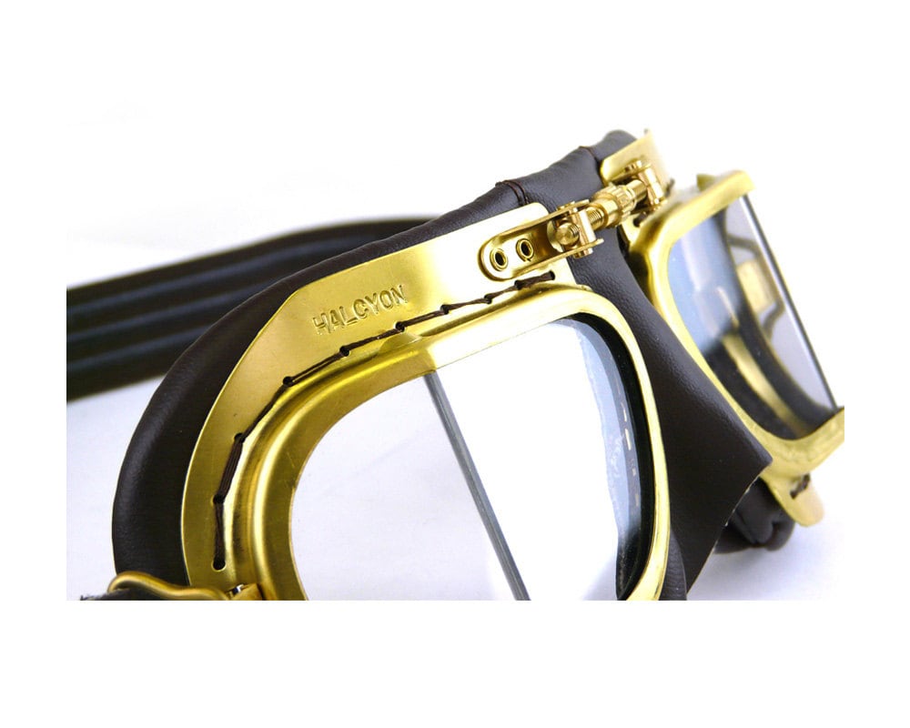 Halcyon Mark 49 Classic Goggles, Black Leather Facemask