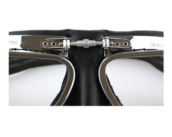 Halcyon Mark 49 Classic Goggles, Black Leather Facemask, Hand