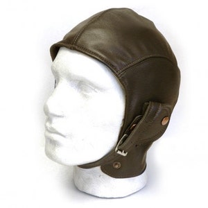 Casque rétro en cuir marron pour pilotes de voitures classiques et d&#39;aviation, mode vintage, style WW2, cache-oreilles avec jugulaire réglable