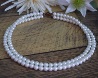 Natural pearl necklace, Wedding necklace, multi strand necklace, Antique pearl necklace, brides necklace