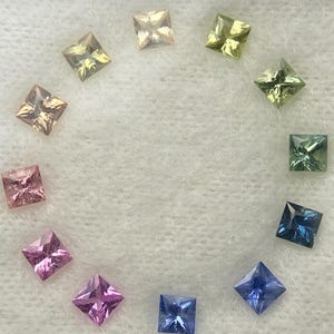 2.5m Rainbow Sapphire 12 pcs Natural Princess cut Faceted loose earth mined gemstones handmade custom ring jewelry bracelet gift for her