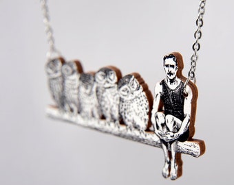 Statement whimsical wooden necklace "IDENTITY CRISIS"