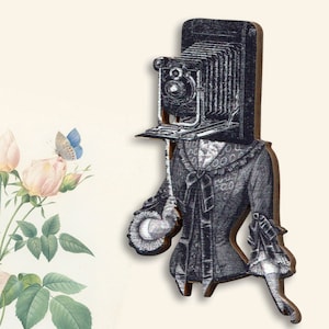 KAMERAKIND ++ Brosche Anstecker flapper 20er 30er vintage-Motiv Photograph alt Photo Selfie Geschenk victorianisch art decó steampunk