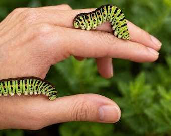 Door Toppers – Wooden Swallowtail Caterpillar Set of 2, Small Nature Wall Decor