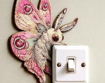 Moth Door Topper – Small Wooden Light Switch and Door Frame Decor