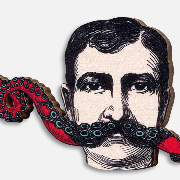 BARTKRAKEN - Brooch pin pin octopus octopus octopus tentacule arms vintage gift cut man gentleman moustache jewelry