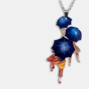 DANCING in THE RAIN ++ Ketting met vintage motief paraplu&#39;s