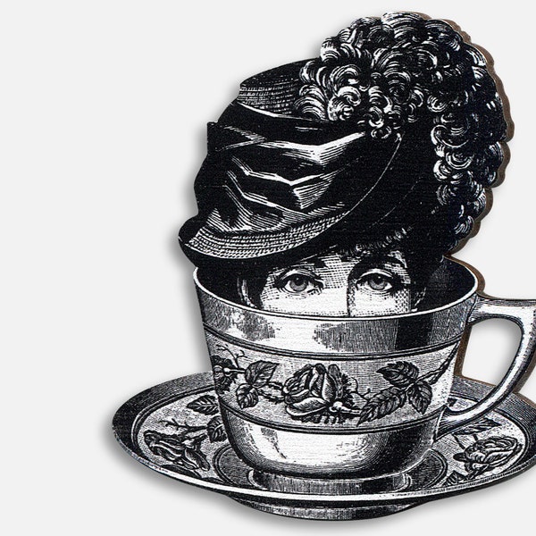 LADY GREY ++ Brosche Anstecker Pin Tee Teetasse Collage flapper 20er 30er vintage Geschenk victorianisch art decó steampunk zeitgenössisch