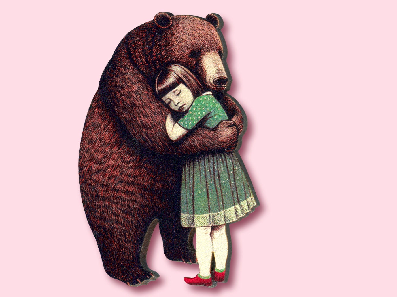 THE BEAR'S SHOULDER ++ Whimsical Wooden Brooch Pin Vintage