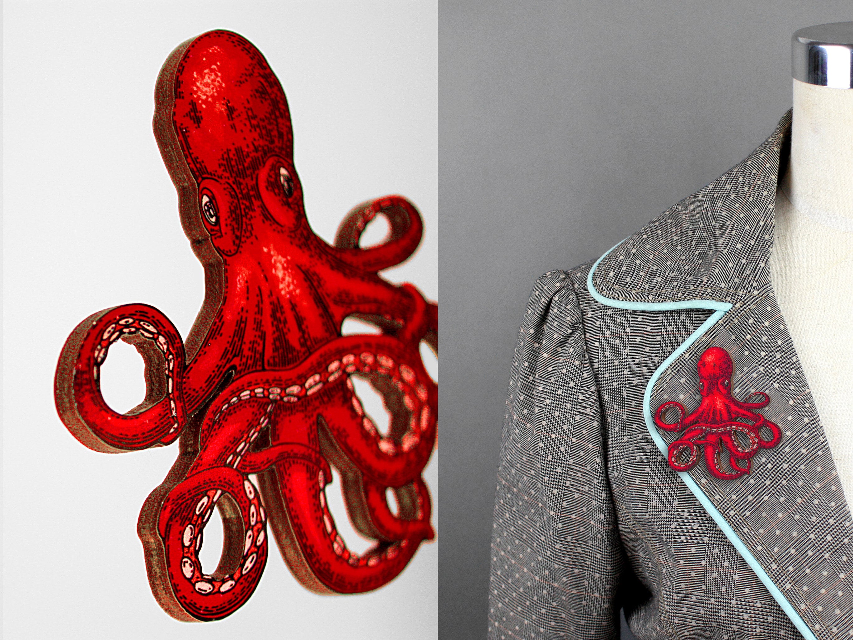 70s Vintage octopus motif brooch - Shop panic-art-market