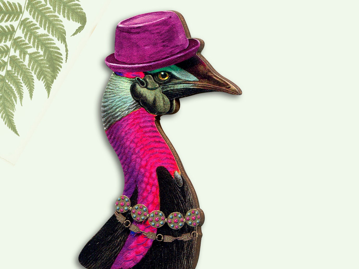 Whimsical Wooden Brooch Pin 