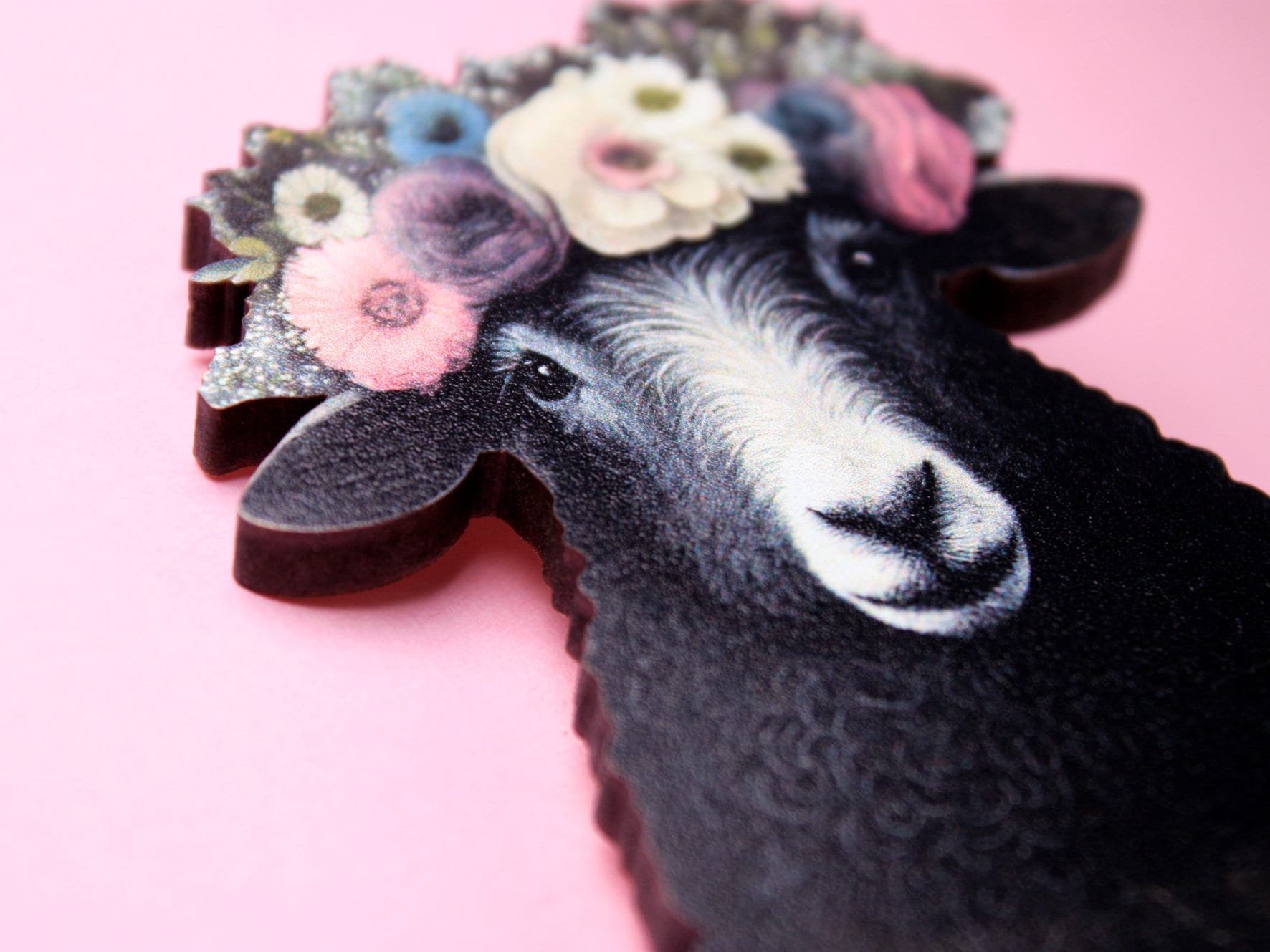 THE BLACK SHEEP ++ Whimsical Wooden Brooch Pin Jewelry