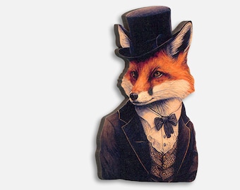 RED BUTLER ++ Brosche Anstecker Pin Fuchs Rotfuchs Gentleman Natur Geschenk Freundin vintage Holz Schmuck Hipstertiere