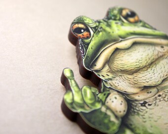 FROG YOU ++ ブローチピン カエル 中指 面白いギフト シュールな