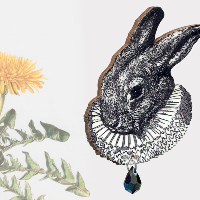 White Rabbit Brooch - Etsy