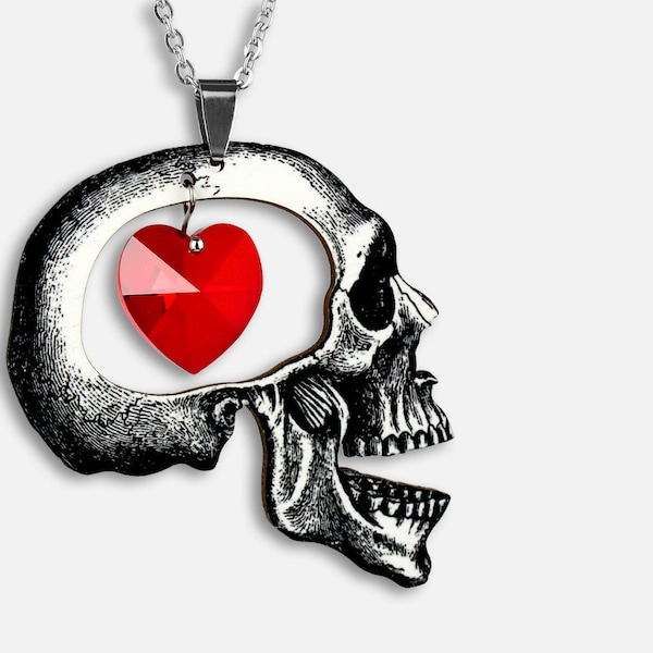 SO IN LOVE ++ Kette Schmuck Anhänger vintage Herz Schädel sugar Skull anatomisch Totenkopf Gothic punk Geschenk Freundin Valentinstag Liebe