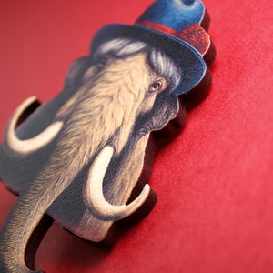 MAMMUTHUS BAVARIANUS Brosche Anstecker Pin Mammut Eiszeit Elefant Natur Geschenk Freundin vintage Holz Schmuck Hipstertiere Bild 2